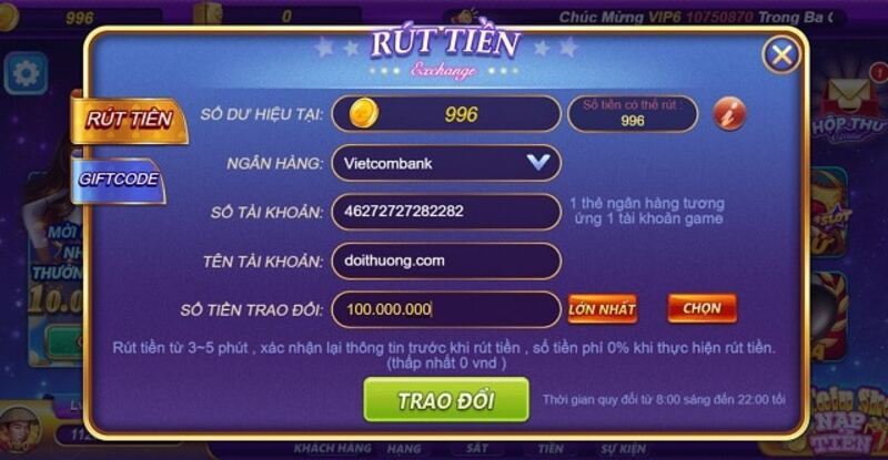 Hướng dẫn các bước rút tiền